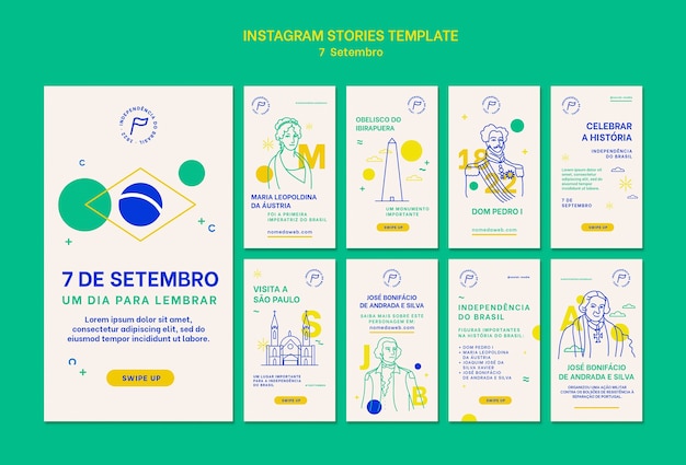 setedesetembroのお祝いのためのInstagramストーリーコレクション