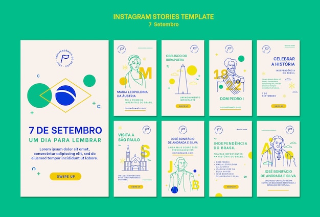 PSD instagram stories collection for sete de setembro celebration