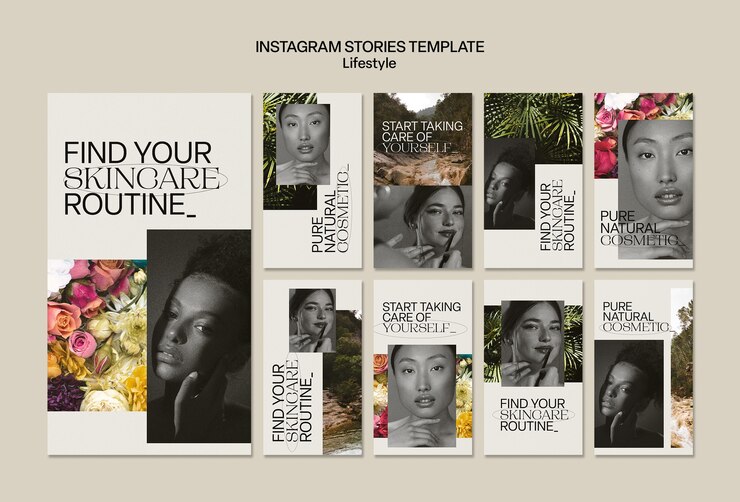 PSD instagram stories collection for skincare and beauty