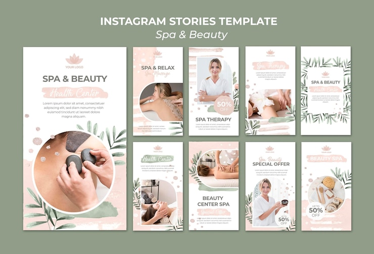 PSD instagram stories collection for spa and therapy