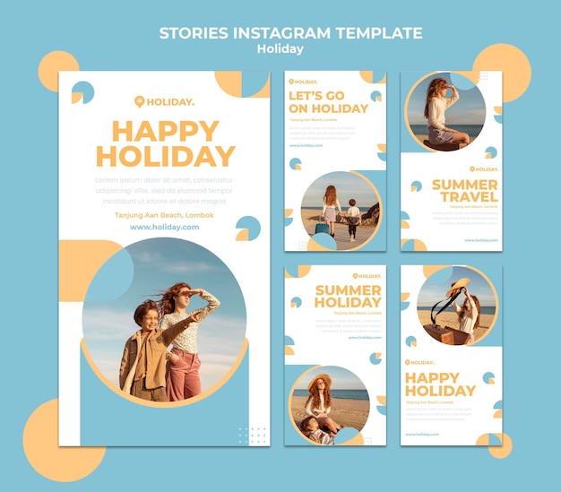 PSD raccolta di storie di instagram per le vacanze estive