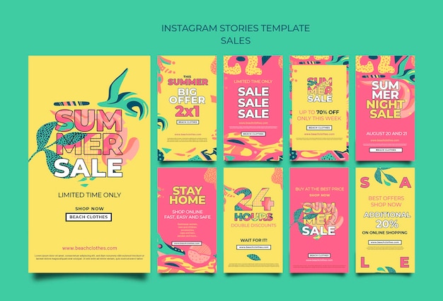 PSD instagram stories collection for summer sale