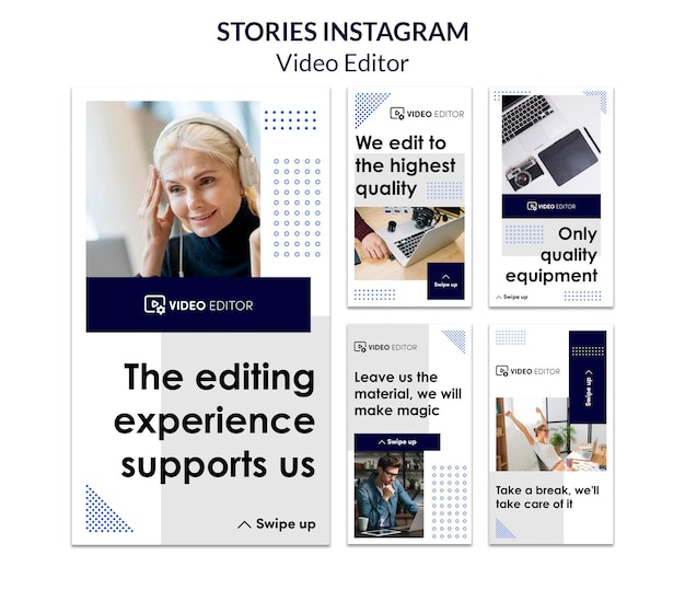 คอลเลกชันสตอรี่ Instagram สำหรับเวิร์คช็อปตัดต่อวิดีโอ