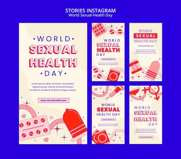 PSD raccolta di storie di instagram per la giornata mondiale della salute sessuale