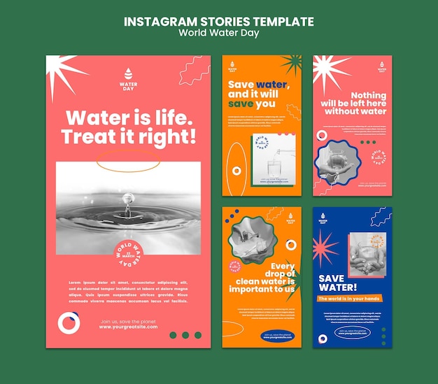 PSD instagram stories collection for world water day celebration