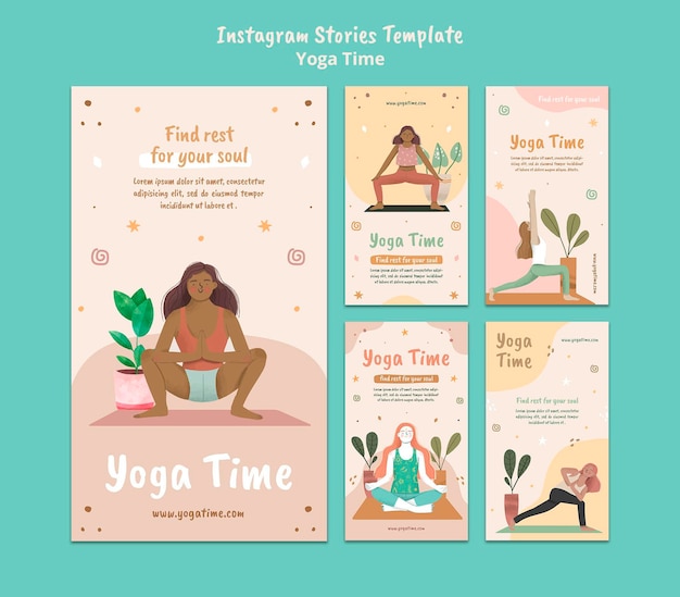 Raccolta di storie di instagram per il tempo dello yoga