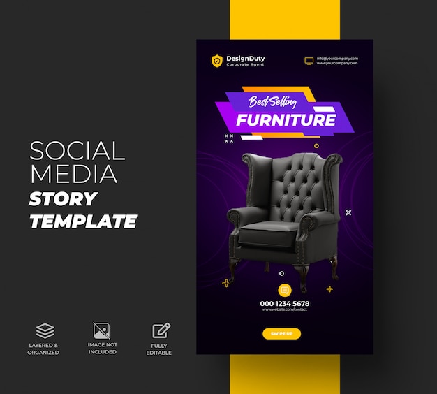 PSD instagram stories for exclusive furniture sale template