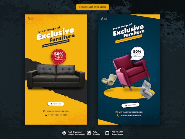 Instagram stories and feed post furniture sale template