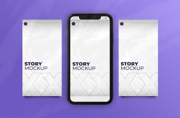 PSD 3つのストーリーのinstagramストーリーモックアップ