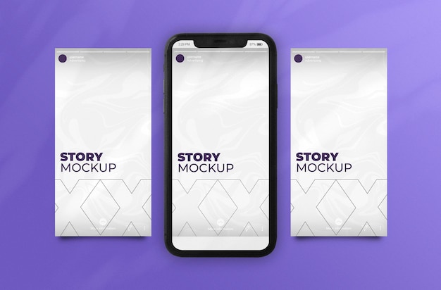 PSD instagram stories mockup for three stories