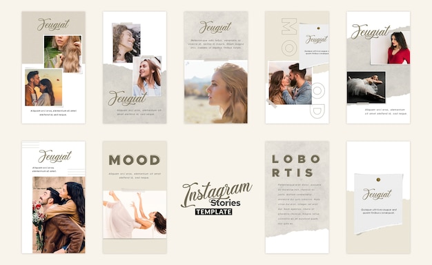 PSD instagram stories moodboard template