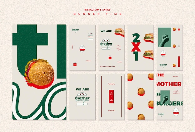 Instagram stories pack for burger restaurant