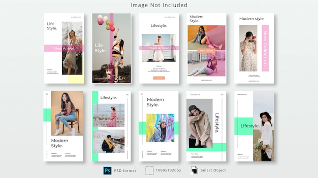 instagram stories social media set template