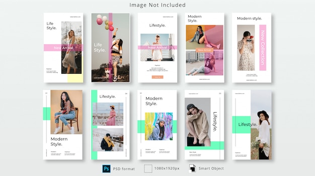 PSD storie di instagram social media set modello