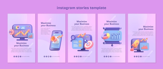 Modello di storie instagram su business e marketing digitale