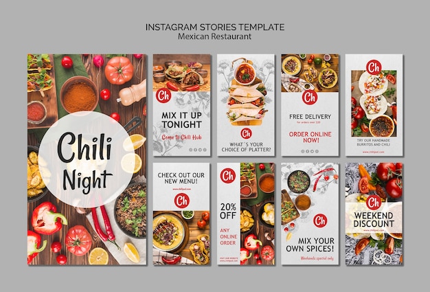 Instagram stories template for mexican restaurant