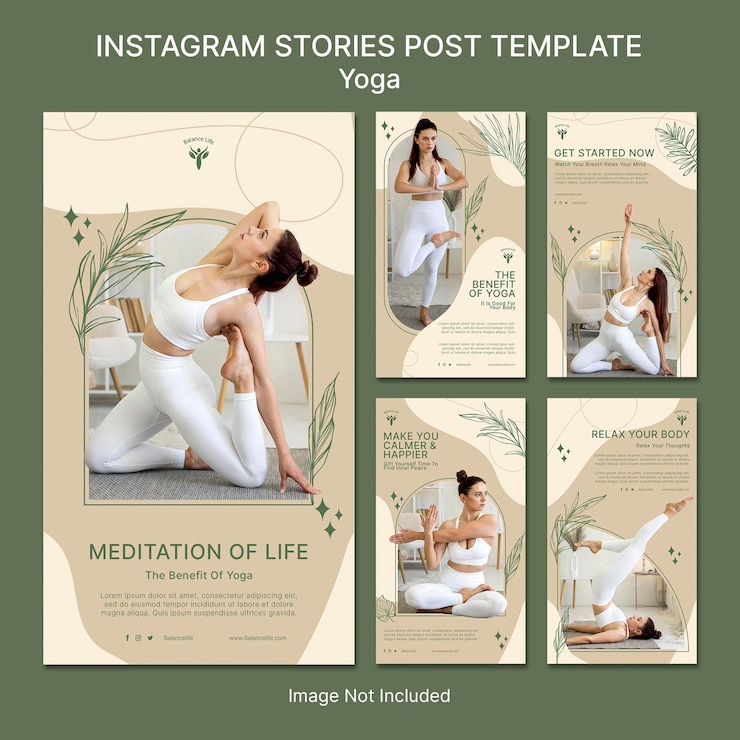 PSD instagram stories template nature yoga meditation earth tone