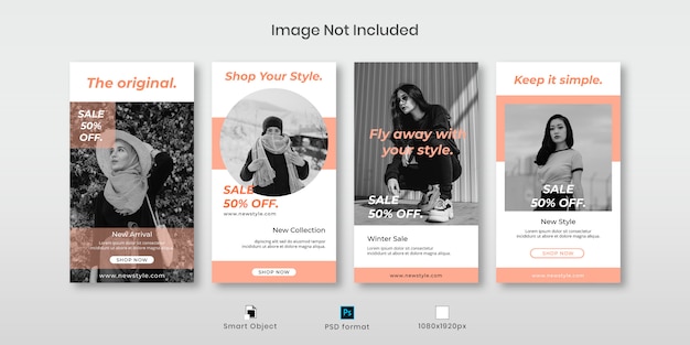 PSD insieme di modelli di storie di instagram