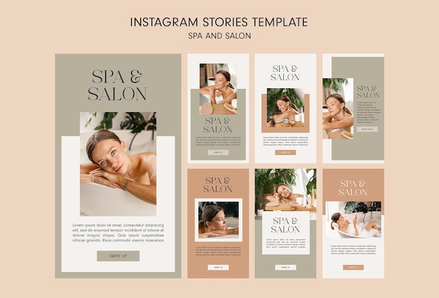 Modello di storie di instagram spa e salone