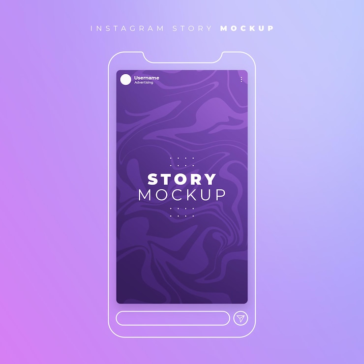 PSD instagram story mockup with linear effect
