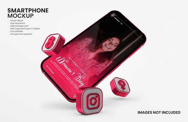 instagram story on smartphone mockup for international women day celebration