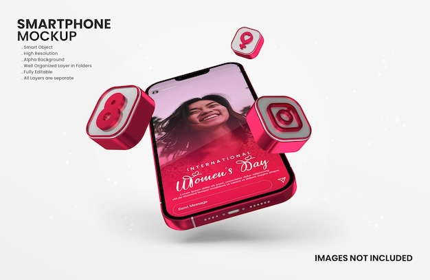 instagram story on smartphone mockup for international women day celebration