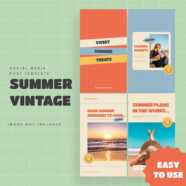 PSD Шаблон instagram story summer vintage groovy