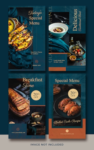 PSD instagram story template collection for food and restaurants