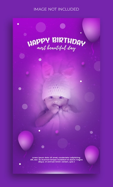 Instagram story template or happy birthday social media post flyer banner