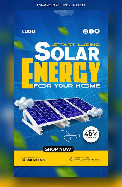 Instagram story template and media banner for solar energy