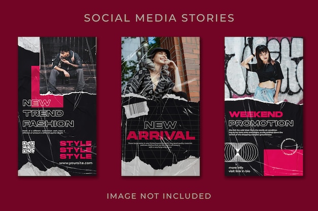 Instagram story urban fashion vertical banner set template