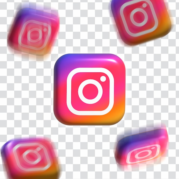 PSD simboli di instagram che cadono 3d