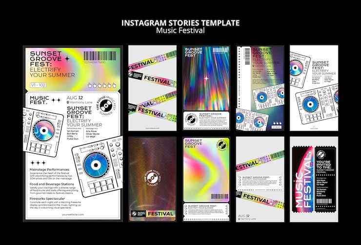 PSD instagram-verhalen over feestentertainment
