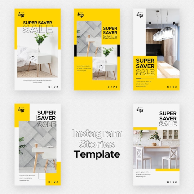 Instagram verhalen sjabloon met home decor bedrijf