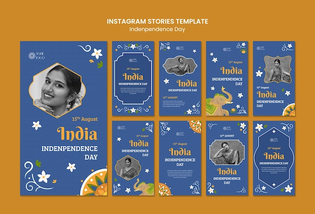 PSD instagram-verhalen van de onafhankelijkheidsdag van india