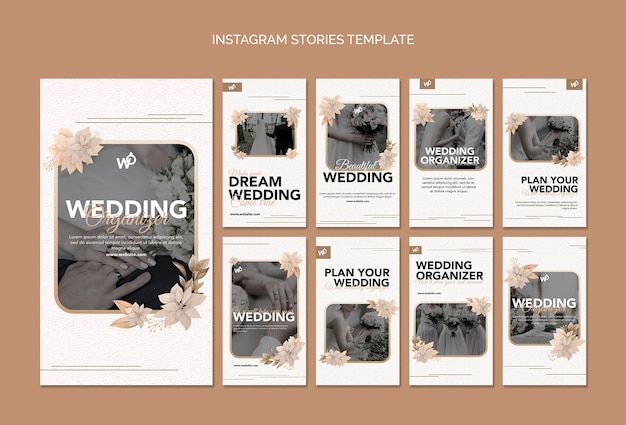 PSD instagram-verhalen van de organisator van het huwelijk