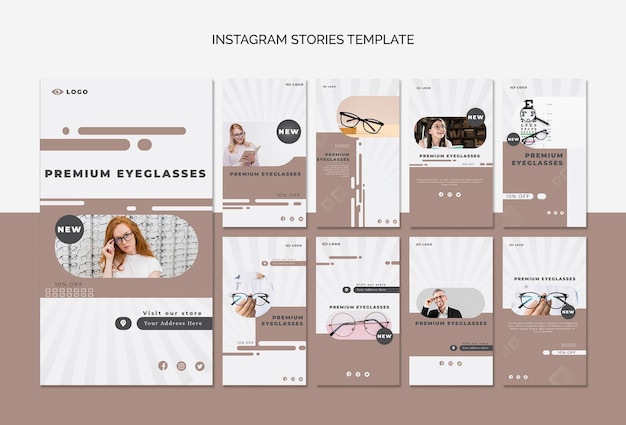 PSD instagram-verhalencollectie voor brillenbedrijf