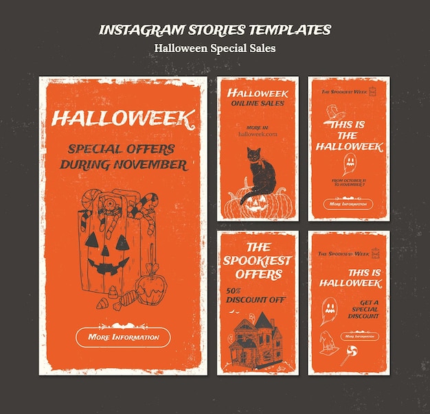 PSD instagram-verhalencollectie voor halloweek