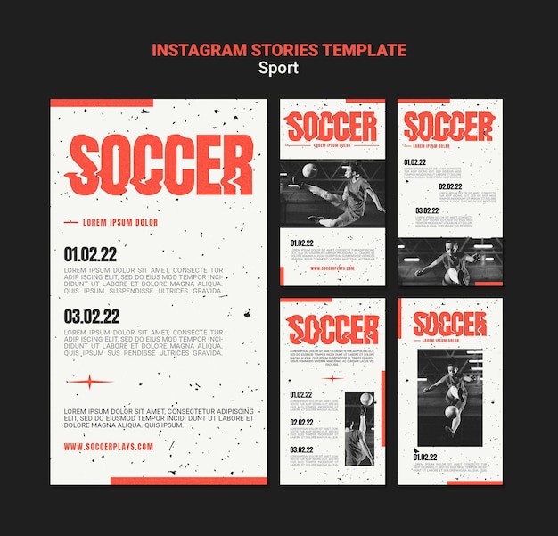 Instagram-verhalencollectie voor voetbal met vrouwelijke speler