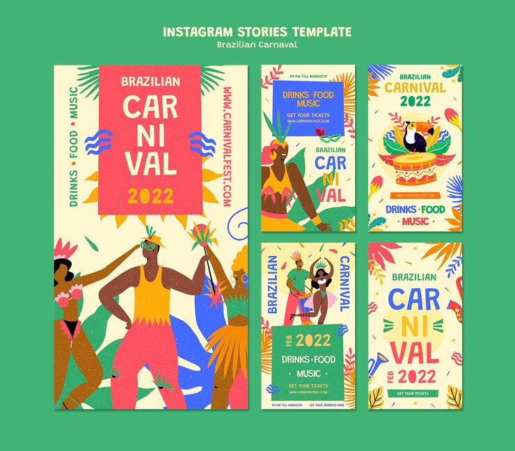PSD instagram-verhalenverzameling voor braziliaans carnaval