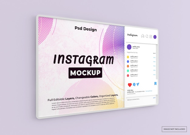 Instagram web mockup isolated