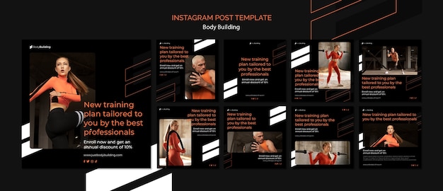 PSD instagramposts voor bodybuilding