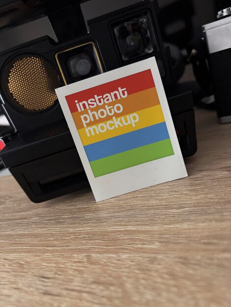 instant camera photo mockup printed photos showcase photographic paper square prints