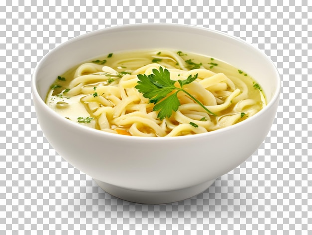 PSD zuppa di noodle di pollo istantanea in una ciotola di ceramica bianca isolata su sfondo trasparente png