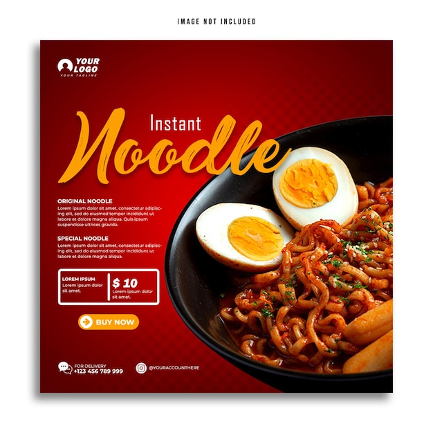 Instant noodle food menu social media post bannersjabloon