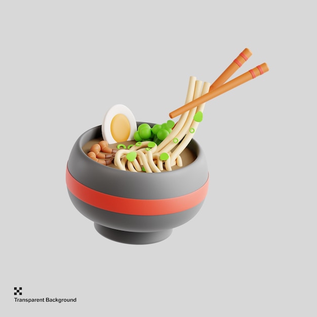 PSD instant noodles spicy tom yum kung tom yum kung in a black bowl 3d ren...