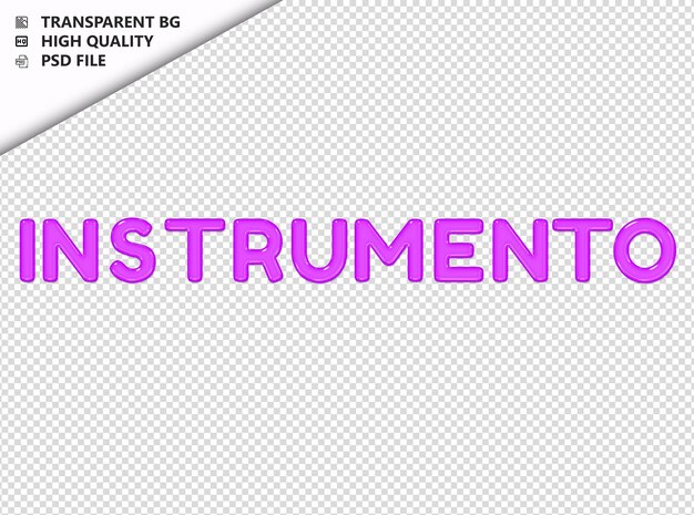 PSD instrument typografie paarse tekst glansend glas psd transparant