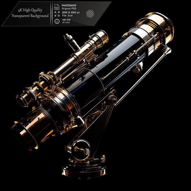 an instrument used to observe distant objects on transparent background