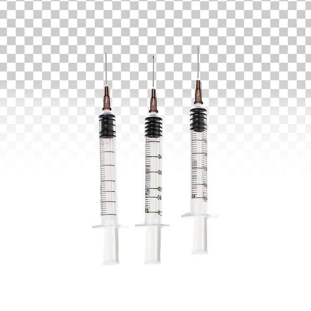 PSD insulin syringes on transparent background