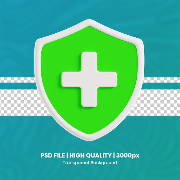 PSD insurance 3d high quality render protection and security transparent background